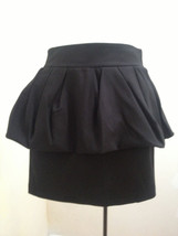 Zara Woman XS Black Skirt Bubble Peplum Pencil Mini Career Cotton Stretch Party - £16.86 GBP