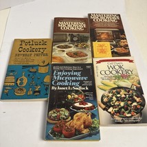 Cook Books Lot Of 5 Vintage Microwave Potluck Wok Paperback - $10.42