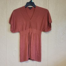 Banana Republic Silk Blend Short Sleeve Sweater V-Neck sz Small Burnt Orange - £12.33 GBP