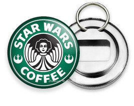 Star Wars Princess Lea Starbucks Fun Joke Beer Soda Bottle Opener Key Ring Gift - £11.76 GBP