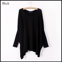 Many Colors Oversized Comfy Pull Over Knitted Long Tunic Batwing Sleeved Sweater image 2