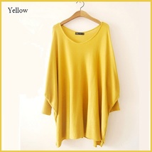 Many Colors Oversized Comfy Pull Over Knitted Long Tunic Batwing Sleeved Sweater image 8