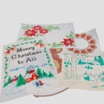 5 TRI CHEM Liquid Embroidery Pictures Vintage Christmas Winter Poinsettias - £29.80 GBP