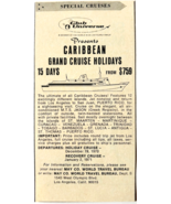 1970 Caribbean Grand Cruise Advertisement Vintage Club Universe MTS Jaso... - $368.75 MXN