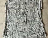 CYNTHIA ROWLEY  Sz L Floral 100% Linen Top Tee Linen Dolman Short Sleeve - £18.56 GBP