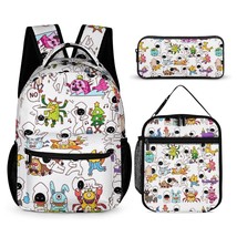Mondxflaur Cartoon Backpacks for School Kids Lunch Bag and Pencil Cases Set - £37.16 GBP