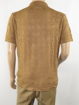 Mens Stacy Adams Italian Style Knit Woven Shirt Short Sleeves 3128 Cafe Brown image 2