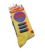 NERF Crew Socks Blaster Darts Novelty Gift Hasbro Yellow Fits Men Shoe 6-12 - $26.05 CAD
