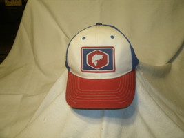 USED-SIMMS-BASS LOGO-HAT/CAP-RED White BLUE-SNAPBACK-UNIQUE-LOOK!FISHING - £11.35 GBP