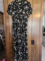 Vintage Caren Desiree Company Black Floral Dress-Size 11 - £19.98 GBP