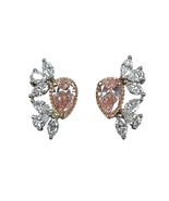 1.30 TCW Pear Lab Grown Fancy Intense Pink Diamond Stud Earrings 14k Whi... - €746,61 EUR
