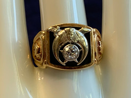 14K Yellow Gold Diamond Boumi Masonic Ring 13.7g Fine Jewelry Size 8.25 ... - £1,027.44 GBP