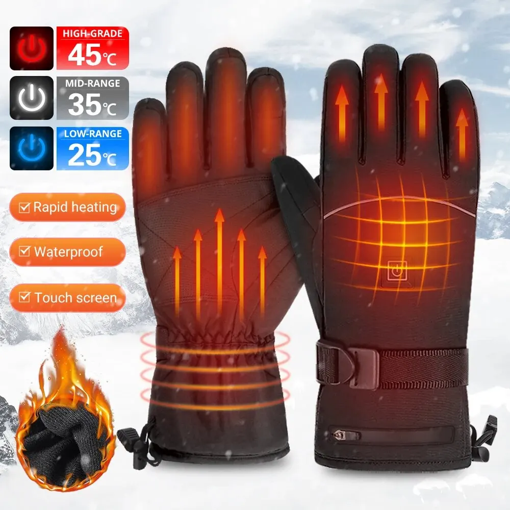 Heating Motorcycle Gloves Waterproof Motocross Guantes Glove Touch Screen Heated - £32.24 GBP+
