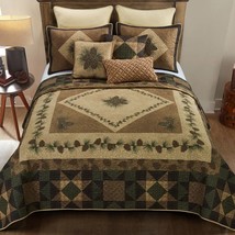 Donna Sharp Antique Pine Quilted Rustic Cozy Country Queen 3- Piece Bedding Set - £127.05 GBP