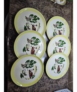 6 Vintage Farmhouse Brock Of California Yellow Trim Dinner Plates 11.5&quot; - $1,128.85 MXN
