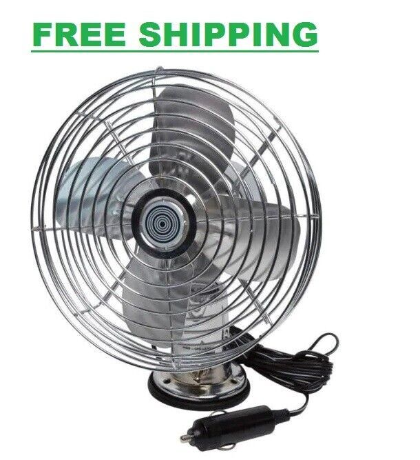 HEAVY DUTY METAL FAN 12 Volt Adjustable Mounting 2 Speed Indoor/Outdoor Electric