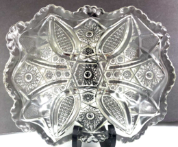 EAPG Early American Pattern Glass Sun &amp; Stars Dish Shallow Bowl Sawtooth Edge - £10.19 GBP