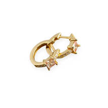 Anyco Earrings Gold Plated Yellow Luxury Square CZ  Round Ear Buckle  For Women  - £18.50 GBP