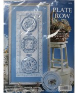 Counted Cross Stitch Blue Toile 3 Plates In A Row Picture Kit 9&quot; x 22&quot; - £13.36 GBP