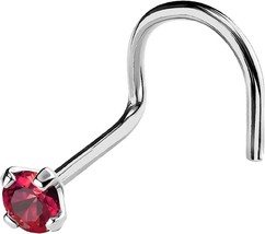 925 Silver Red Ruby 3mm Cubic Zircon Nose Stud Ring Piercing Pin for Women Gift - £7.50 GBP