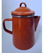 Paula Deen Signature Pumpkin Orange Enamel Graniteware Coffee Pot Percol... - $495.74 MXN