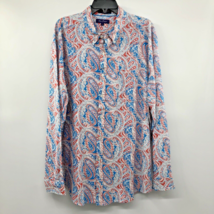 Alan Flusser Shirt Mens XL Used Button Down Linen Blend Paisley - £15.98 GBP