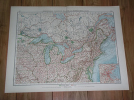 1911 Antique Map Of Great Lakes Superior Huron Michigan Erie Ontario Canada - £22.36 GBP