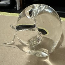 Hand Blown Art Glass Iridescent Dolphin Figurine Paperweight 4” Sea life... - $23.37