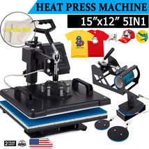 5 In 1 Digital Heat Press Machine Sublimation For T-Shirt/Mug/Plate Hat Printer - £215.52 GBP