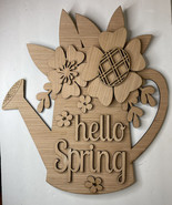 Spring Watering Can Wood Door Hanger Blank - $24.64 CAD
