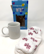 Slipper Socks and Message Mug Gift Set with Plush Socks Decorate Your Own Mug - £11.70 GBP