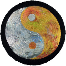 Fire and Ice: Yin-Yang Quilted Art Wall Hanging - $320.00