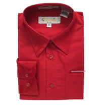 Gian Mario Boys Red Dress Shirt Long Sleeves Partial Satin Collar Cuffs ... - $19.99