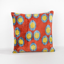  Velvet Ikat Pillow Decorative ıkat pillows  red blue yellow ikat pillow  - $75.00