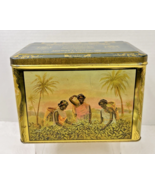 Large Antique Tea Tin Thomas J Lipton Ceylon Tea 3 Pound Advertising Wom... - €134,60 EUR