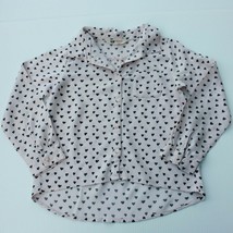 H&amp;M Girl&#39;s Pink Dress Shirt Top with Small Black Hearts size 7 8 - £11.79 GBP