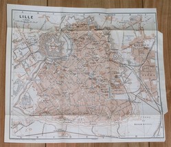1910 Original Antique City Map Of Lille / French Flanders / France - £17.13 GBP