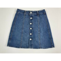 Mossimo Womens Jean Skirt Size 0 Medium Wash Button Front Above Knee Stretch - £4.67 GBP