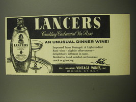 1960 Lancers Vin Rose Wine Ad - An unusual dinner wine - $14.99