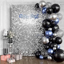 Silver Shimmer Wall Backdrop 24PCS, Black Back Not See-Through Design, S... - €64,33 EUR