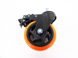 Orange Polyurethane Rubber on Swivel Caster and Wheels with Brake Caster... - $16.82