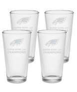 Set of 4 Philadelphia Eagles Super Bowl 59 Champions 2025 Beer Glasses T... - $73.87