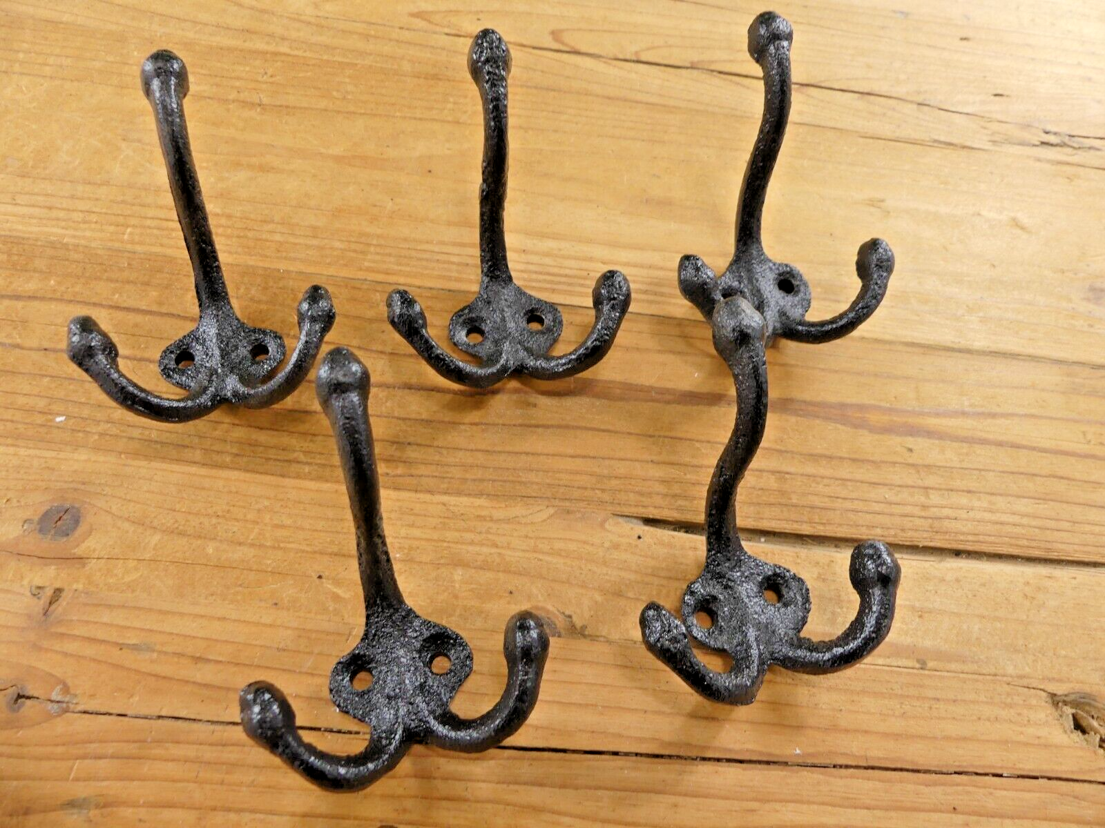 5 Black Coat Hooks Wall Mounted Hat School Farm Towel Bath Kitchen Cast ... - $15.99