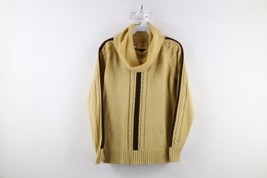 Vintage 70s Mid Century Modern MCM Womens Large Cable Knit Turtleneck Sweater - £43.48 GBP