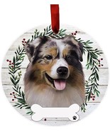 Australian Shepherd  Dog Wreath Ornament Personalizable Christmas Tree H... - $14.35