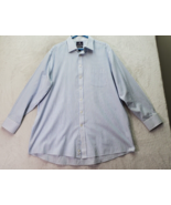 Stafford Dress Shirt Mens Size 18 White Blue Striped Cotton Collared But... - $12.14
