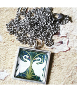 Unique SWANS NECKLACE handmade WILLIAM MORRIS gift wrapped PATTERN textiles - £7.71 GBP