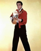 Elvis Presley poses in red jacket with his guitar 24x36 inch Poster - £23.83 GBP
