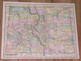 1893 Original Antique Map Of Colorado Denver Colorado Springs / Verso Wisconsin - £16.82 GBP