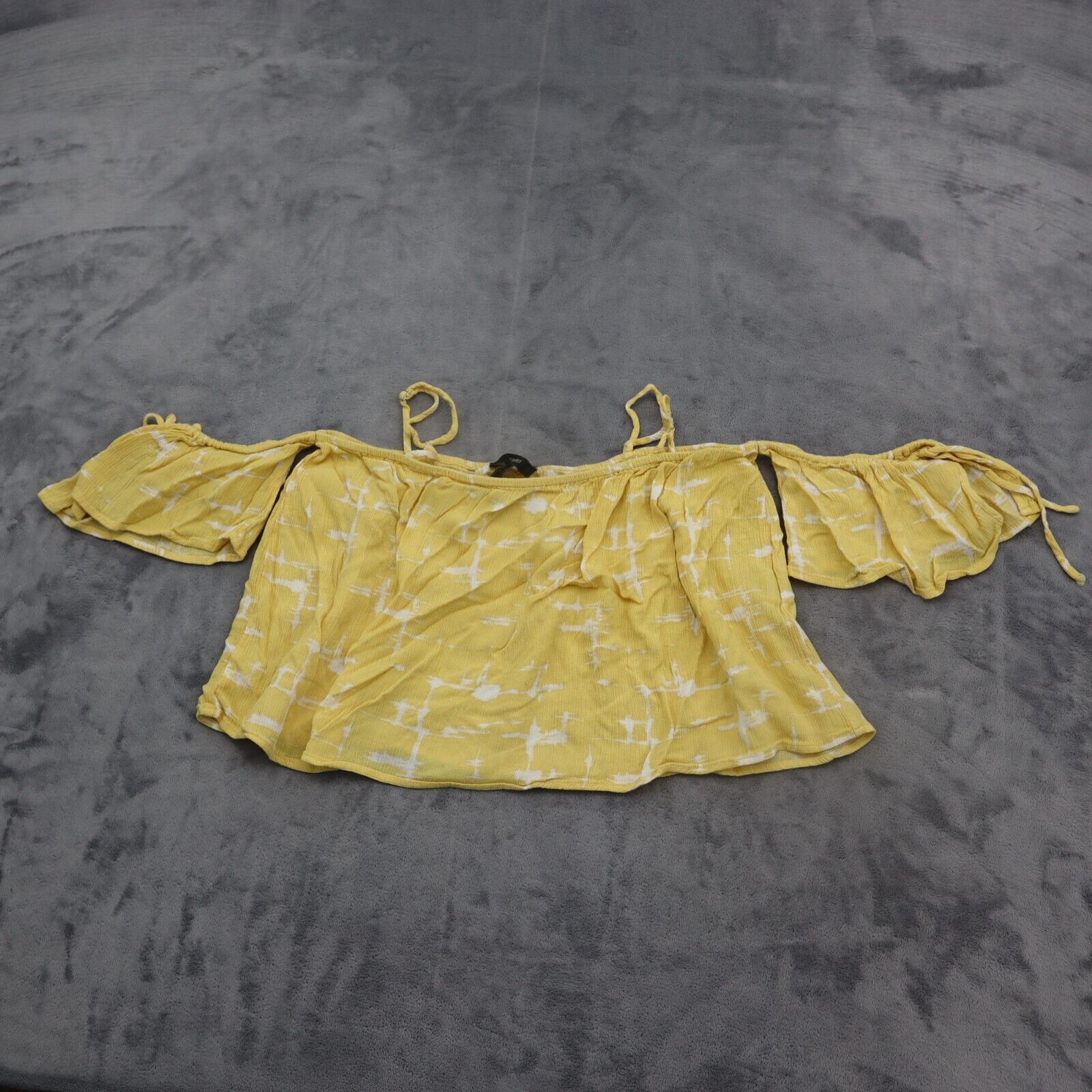 Primary image for FOREVER 21 Shirt Womens S Yellow Off The Shoulder Cropped Adjustable Strap